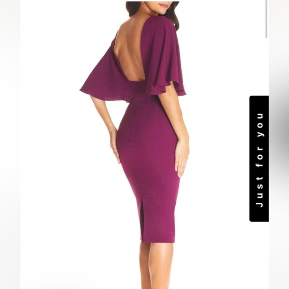 Dress the Population Dresses & Skirts - NWT Dress The Population Magenta Louisa Flutter-Sleeve Dress 🍷